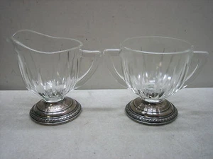 SABEN STERLING SILVER CRYSTAL SUGAR CREAMER SET - Picture 1 of 5
