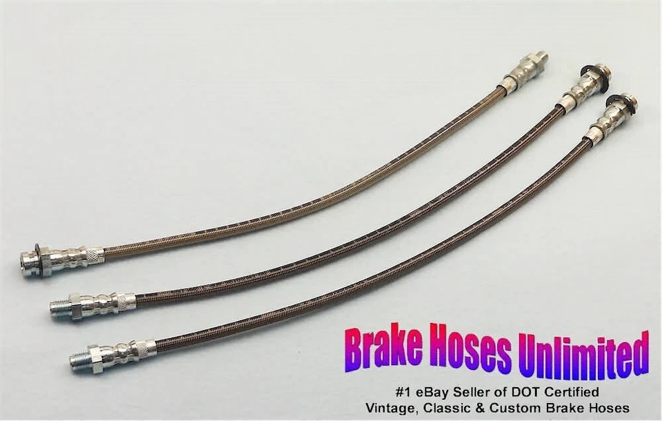 STAINLESS BRAKE HOSE SET Willys F4-134, 1956 1957 1958 1959 - Image 1 of 1
