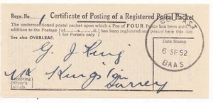 1952 BELFAST B A A S SKELETTSTEMPEL AUF POSTURKUNDE - WISSENSCHAFT - Bild 1 von 1