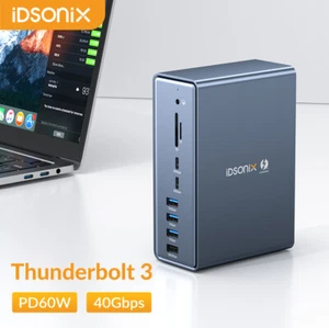 Thunderbolt 3 Docking Station IDsonix 15in1 USBC Dock Dual 4K@60Hz DP1.4 For Mac - Picture 1 of 9