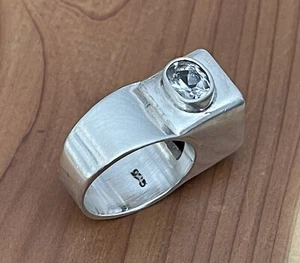 ANILLO MODERNO GRUESO ESTERLINA 925 CORTE RADIANTE TOPACIO ROSA, BANDA CIRCONITA TALLA 6.25 - Imagen 1 de 12