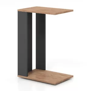 2-Tier C-Shaped End Side Table Rolling Sofa Table w/ Universal Wheels and Shelf - Picture 1 of 2