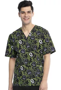 Monsters Inc Cherokee Scrubs Tooniforms Disney Unisex V Neck Top TF606 MCYO - Picture 1 of 6