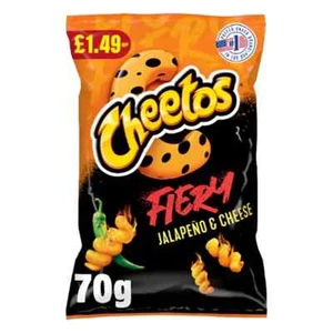 Cheetos Fiery Jalapeno & Cheese Crisps Snacks 70g – Full Box of 12 Bags - Picture 1 of 1