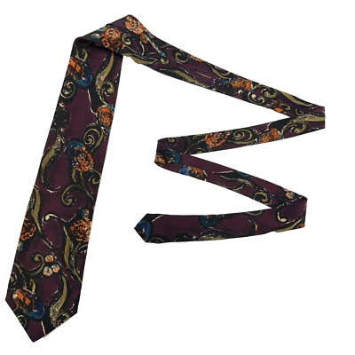 Ungaro Paris Tie Men's Bloody Red Floral 100% Silk Necktie Handmade In Italy - Image 1 of 4