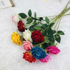 Artificial Roses Velvet Flowers Fake Roses Bouquet with Long Stem DIY Home Decor - Picture 1 of 23