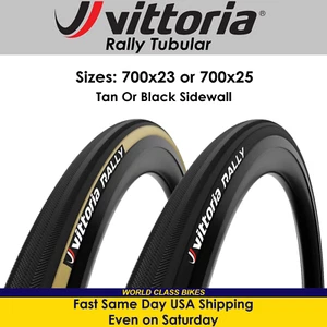 Vittoria Rally Tubular 700x23, 700x25 Black or Tan 48mm Presta Bicycle Tire - Picture 1 of 6