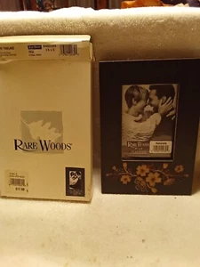 NIB Burnes of Boston 3½x5 Photo Frame FLORAL SPRAY Black/natural RARE WOODS New - Picture 1 of 7