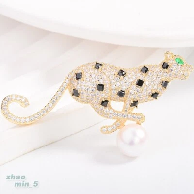 Женщин мужчин кристалл леопард брошь заколка со стразами броши лацкан ювелирных изделий подарки - Изображение 1 из 4
