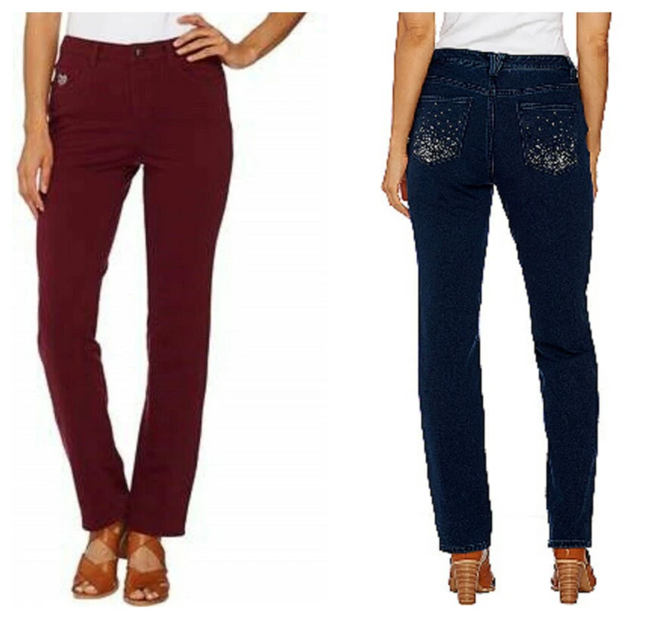 QUACKER FACTORY DREAMJEANNES STRAIGHT LEG JEWELED POCKETS PANTS  Sz 2 NEW   - Image 1 of 1