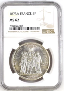 1873 A France 5 Francs. NGC MS 62. KM-820.1. #055 - Picture 1 of 2