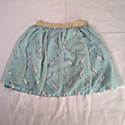 Falda Carters Niñas Talla 10 Tul Capas Unicornio Turquesa Dorado Cintura Elástica Foto 1 de 4