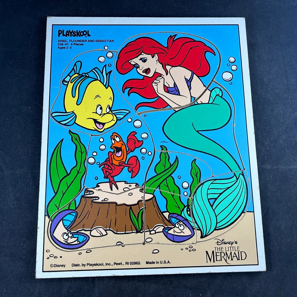 ARIEL THE LITTLE MERMAID WALT DISNEY PLAYSKOOL 238-01 WOODEN FRAME TRAY PUZZLE - Image 1 of 4