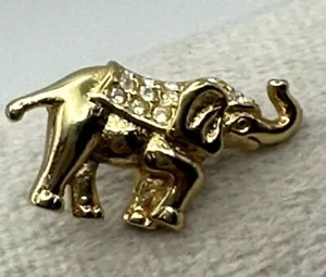 Swarovski SAL Signed Tie Tac Lapel Gold Tone Elephant Pin - Picture 1 of 8