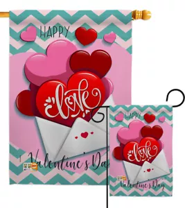 Send My Love Valentine'S Envelope Happy Crush Heart Hug Garden House Yard Flag - Picture 1 of 13