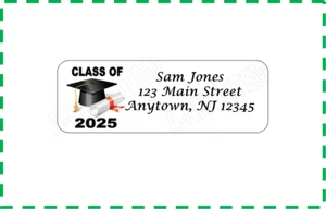 🔴 30 CLASS OF 2025 GRADUATION PERSONALIZED RETURN ADDRESS LABELS 1 in X 2.62 in - Picture 1 of 3