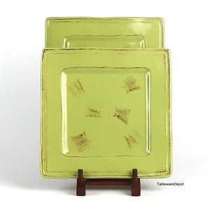Gibson ELITE, Set of 2 Green, Square (9") Salad Plates, MINT/SUPERB+! - Picture 1 of 3
