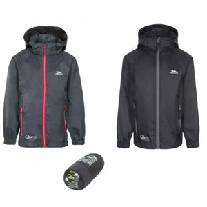 Chaqueta impermeable unisex Trespass Qikpac X para niños - Capucha se pliega en el cuello - Imagen 1 de 7