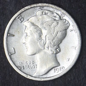 1919-D "High Grade" Mercury Silver Dime 10C - COINGIANTS - - Picture 1 of 2