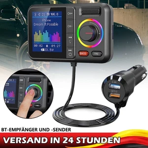 Auto FM Transmitter Bluetooth 5.0 USB Wiedergabe Freisprechanruf Musikadapter - Bild 1 von 8