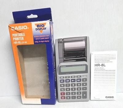 CASIO HR-8L GY-W PORTABLE PRINTER - PRINTING CALCULATOR - 10 DIGIT DISPLAY - Image 1 of 4