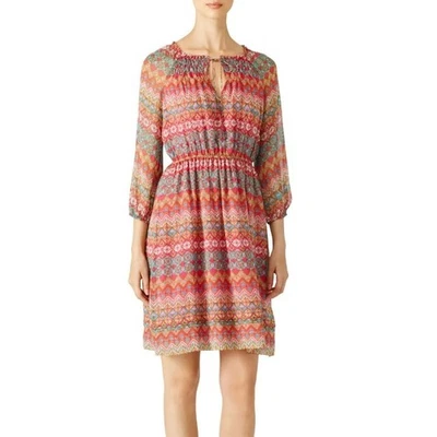 Vestido de Seda Diane von Furstenberg DVF Parry Boho Campesino Floral Forrado Talla 8 DEFECTUOSO Foto 1 de 4