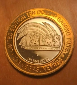 Palms Vegas Ten Dollar Gaming Token~ .999 Fine Silver~Christmas 2005 Limited Ed - Picture 1 of 6