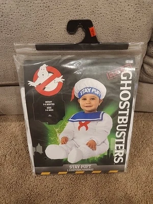 Ghostbusters "Stay Puft" Costume Infant Size 3-6 M Marshmallow Doughboy Baby NEW - Image 1 of 2