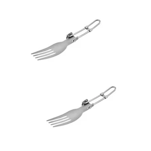  Set of 2 Titanium Camping Cookware Folding Cutlery Durable Picnic Utensil - Picture 1 of 12