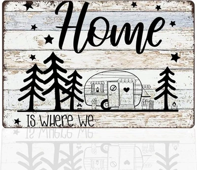 Letreros de metal de hojalata para cámper, bienvenidos a nuestra decoración de camping, letrero para decoración de RV Foto 1 de 4