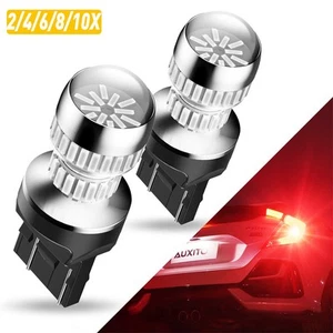 2-10x LED W21/5W T20 7443 6000K Red Bulb Globe Brake Stop Tail Red Turn Signal - Picture 1 of 22