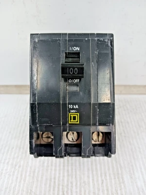 Disjuntor plug-in/on quadrado D 100 amp 3 pólos 240 VCA 10kA QO3100 - Imagem 1 de 4