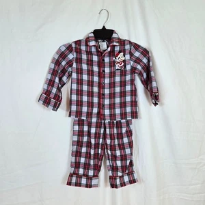 Juego de pijama de franela a cuadros de vacaciones Mickey Mouse rojo blanco de Disney Store para niños talla 3 - Imagen 1 de 14