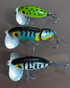 3 Vintage Fred Arbogast Jitterbug Fishing Lures - Different Colors - Picture 1 of 3