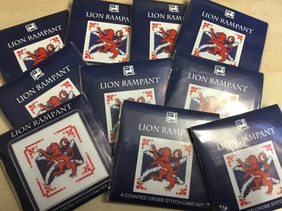 LAST ONE 4 Lion Rampant Counted Cross Stitch Coaster Kits (LR) - Image 1 of 2