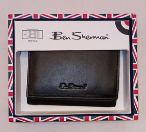 Cartera Ben Sherman Para Hombres Cuero Doble Plegable Negra Nueva de Lote Antiguo - Imagen 1 de 6