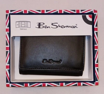 Ben Sherman Mens Leather Bi-Fold Bifold Wallet Black NOS - Image 1 of 4