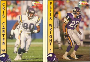 Set of 1992 Pacific Trading Cards Minnesota Vikings Felix Wright & Cris Carter - Picture 1 of 2