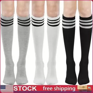 3 Pairs Casual Tube Socks, JK Knee High Socks for Women, Knit Knee Long Stocking - Picture 1 of 10