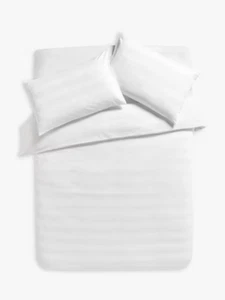 John Lewis Waffle Stripe Kingsize Duvet Cover and Pillowcase Set White New Other - Picture 1 of 5