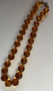 Vintage Bernstein Farbe 1/2" Glas facettierte Perlen Halskette Halsband SCHÖN! - Bild 1 von 6