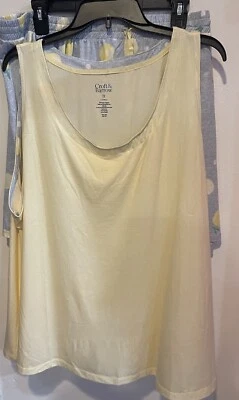 Nuevo con etiquetas Conjunto de pijama de 2 piezas Croft & Barrow para mujer amarillo sin mangas, pantalones cortos grises limones Foto 1 de 3