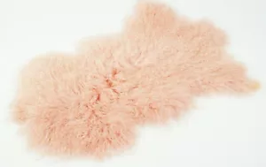 Tibetlammfell echt Altrosa 90cm lockig curly Mongolian Lamb rug - Bild 1 von 4