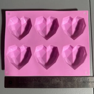 Faceted Hearts Silicone Chocolate Mold Large Candy Valentines - Picture 1 of 4