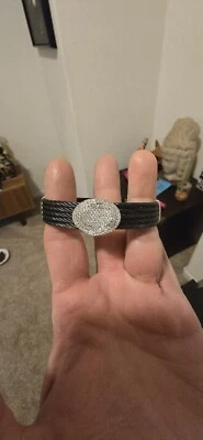 Charriol Pave .072CTW Diamond & 18k White Gold Black Steel Cable - Imagem 1 de 3