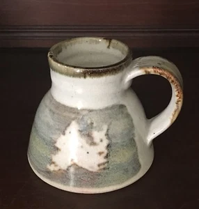 Kunsthandwerk Kaffeebecher Teetasse Steingut Keramik glasiert Steingut Halter Getränk - Bild 1 von 10