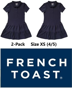 2-Pack French Toast Girls' Ruffle Pique Polo Dress - Navy Size XS (4/5) 1406793 - Picture 1 of 9