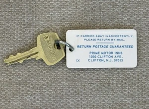 Prime Motor Inns Hotel Motel Keychain Fob & Room Key - Clifton, New Jersey #331 - Picture 1 of 2