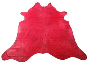 Dyed Red with Acid Washed Cowhide Rug Size: 7x7 feet C-1381 - Picture 1 of 6