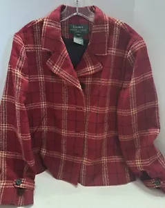 Blazer chaqueta de lana de manga larga Lauren Ralph Lauren para mujer 14P Petite rojo a cuadros - Imagen 1 de 8